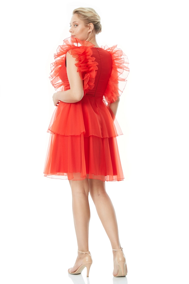 Red Plus Size Tulle Sleeveless Mini Dress