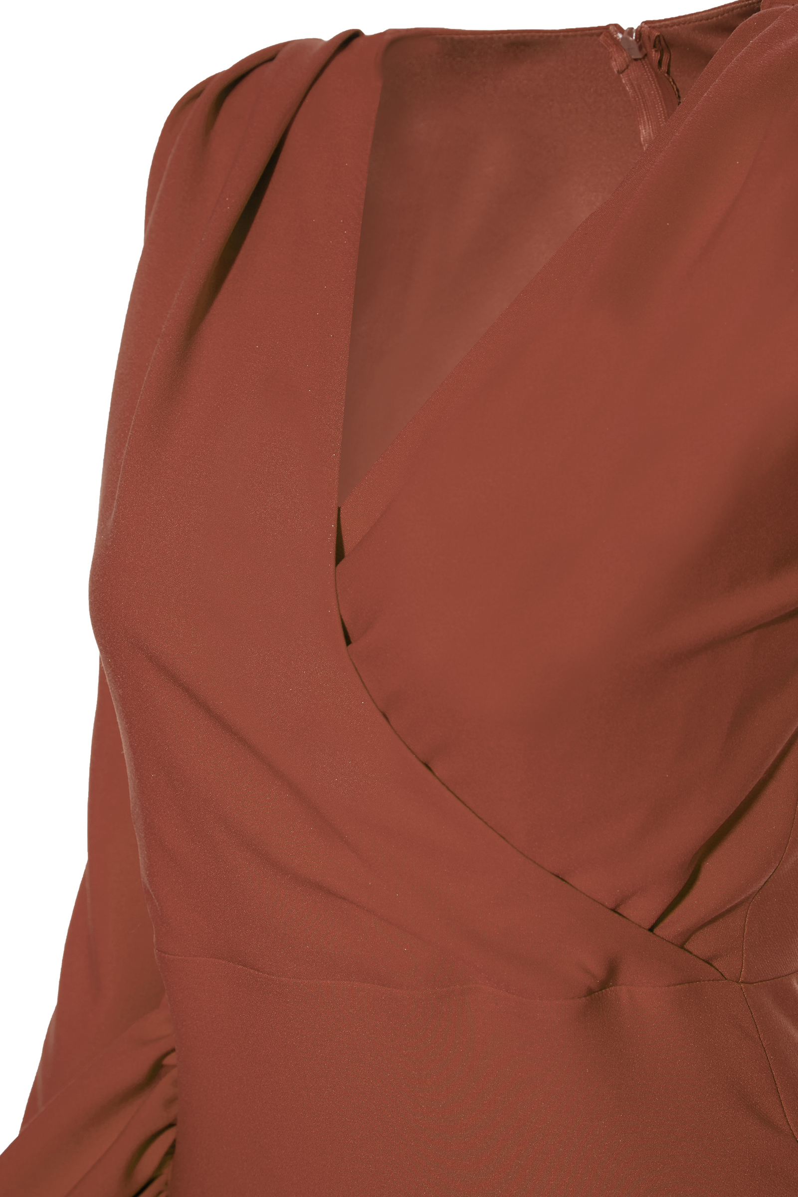 Brown Crepe Long Sleeve Maxi Dress