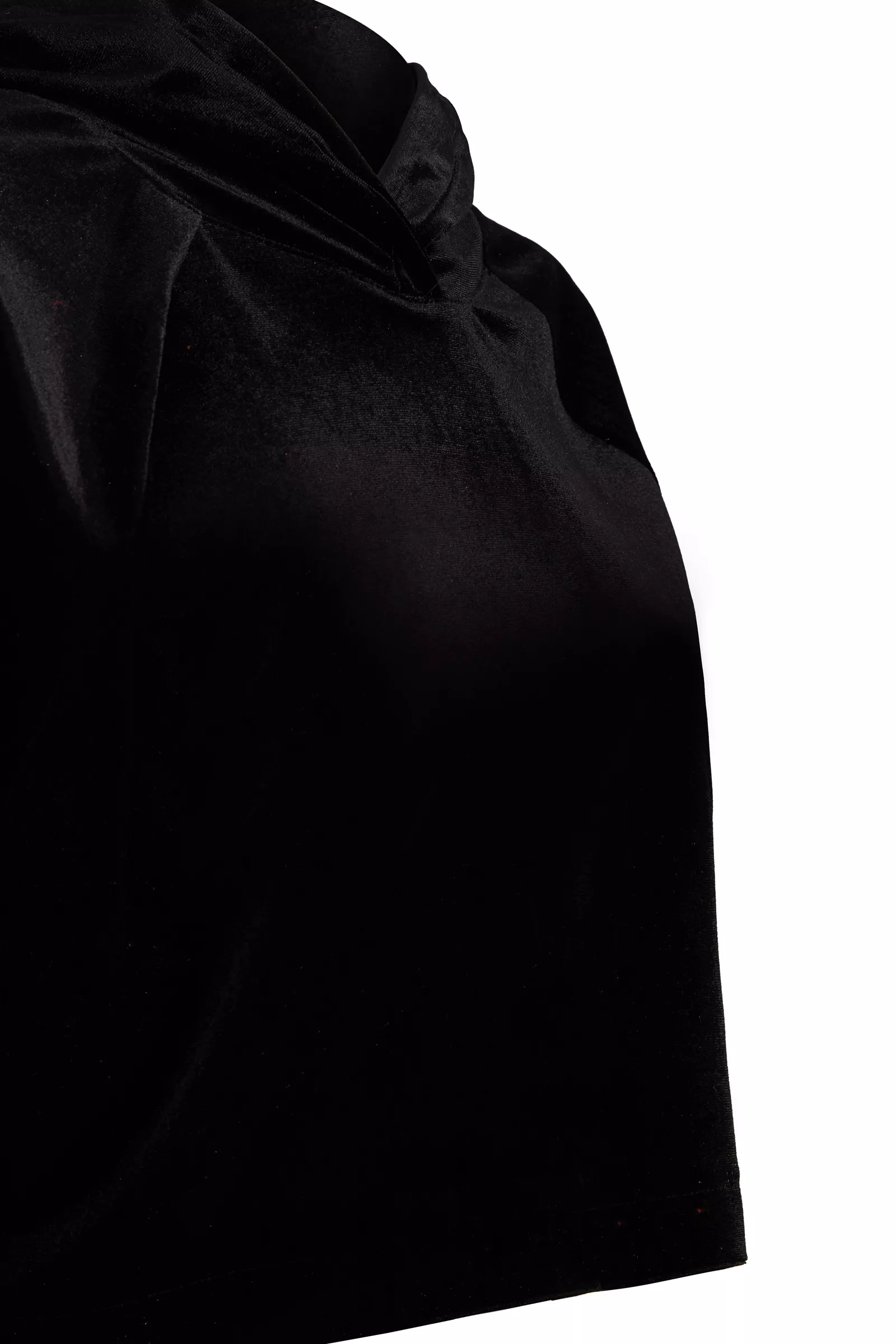 Black Velvet Long Sleeve Mini Shirt