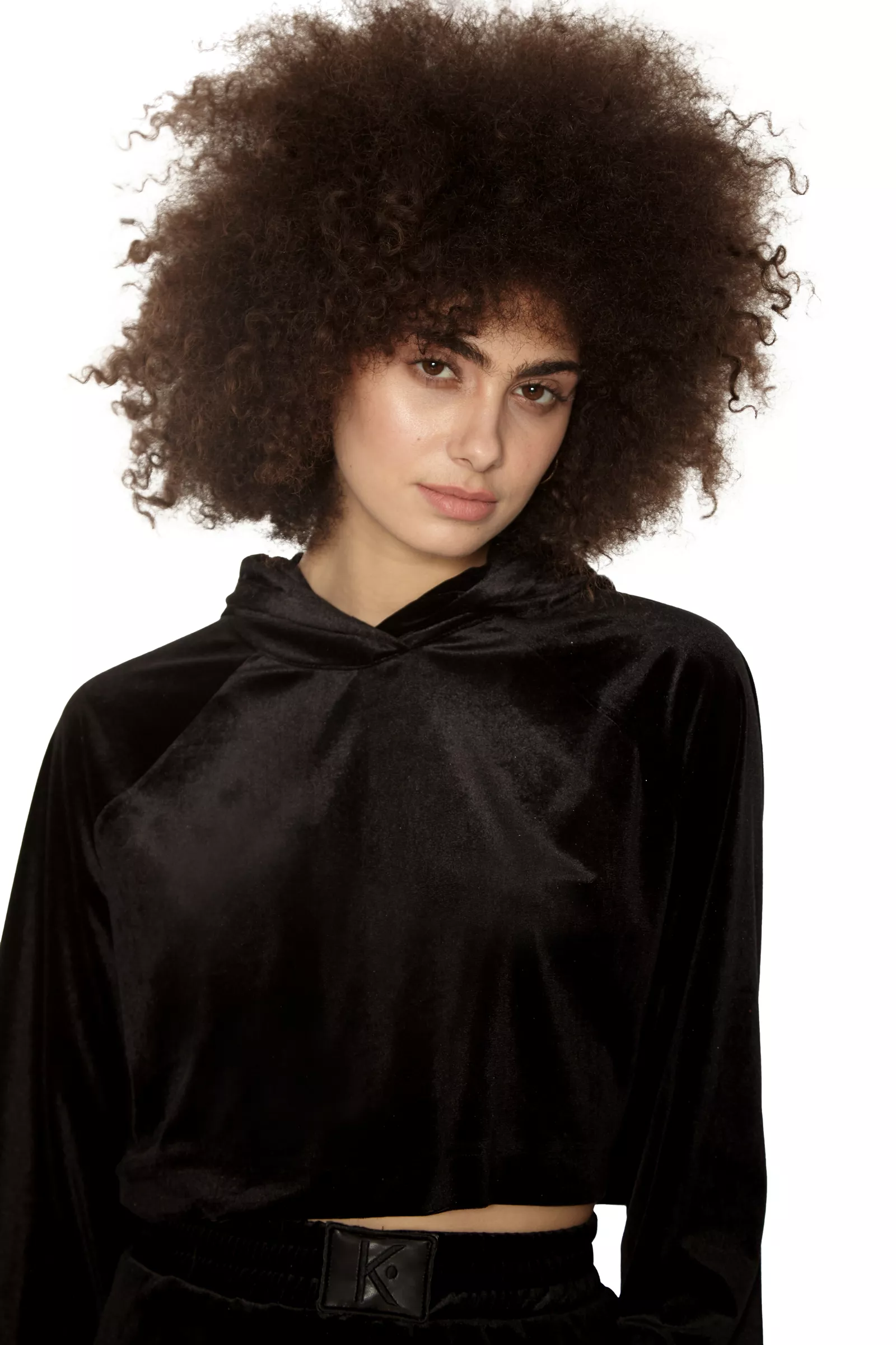 Black Velvet Long Sleeve Mini Shirt