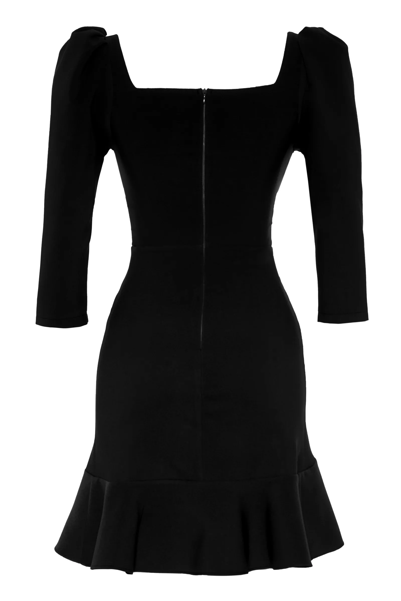 Black crepe 3/4 sleeve mini dress